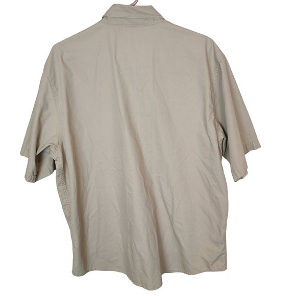 Cabela's Mens L Tan Short Sleeves Button Down Outfitters Safari Shirt Pockets - Picture 6 of 6